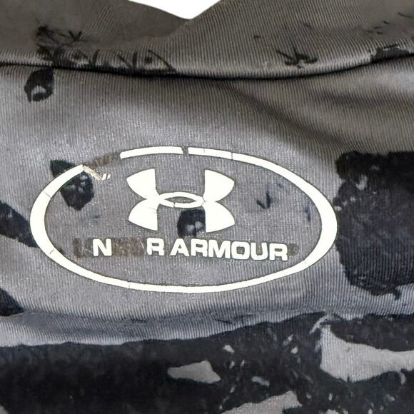 Under Armour Coldgear Gray/Black Camo Mock Neck Fitted Long Sleeve Shirt - YMD - Picture 4 of 4